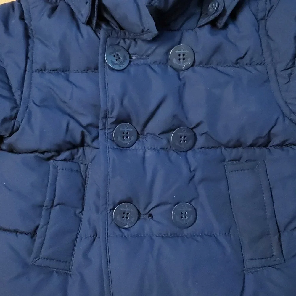 Baby‎ GAP navy nautical puffer coat with detachable hood